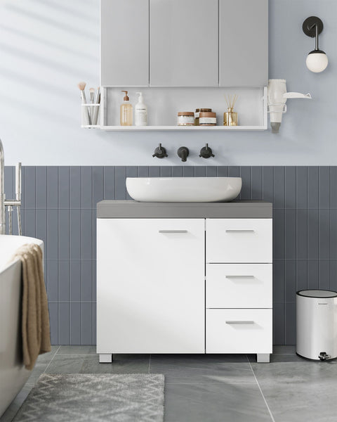 Rootz Sink Base Cabinet - Vanity Cabinet - Under Sink Storage - 2 Compartments - MDF - 30cm x 70cm x 64cm