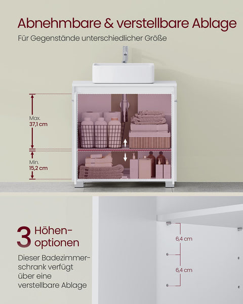 Rootz Sink Unit - Bathroom Vanity - MDF Cabinet - Cloud White - Space-Saving Design - 30cm x 60cm x 60cm