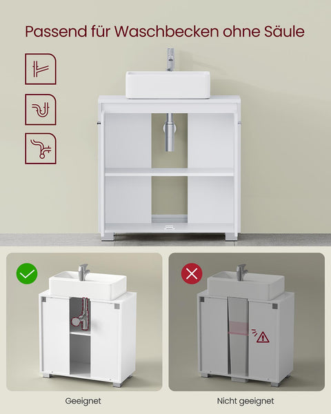 Rootz Sink Unit - Bathroom Vanity - MDF Cabinet - Cloud White - Space-Saving Design - 30cm x 60cm x 60cm