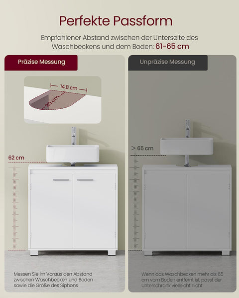 Rootz Sink Unit - Bathroom Vanity - MDF Cabinet - Cloud White - Space-Saving Design - 30cm x 60cm x 60cm