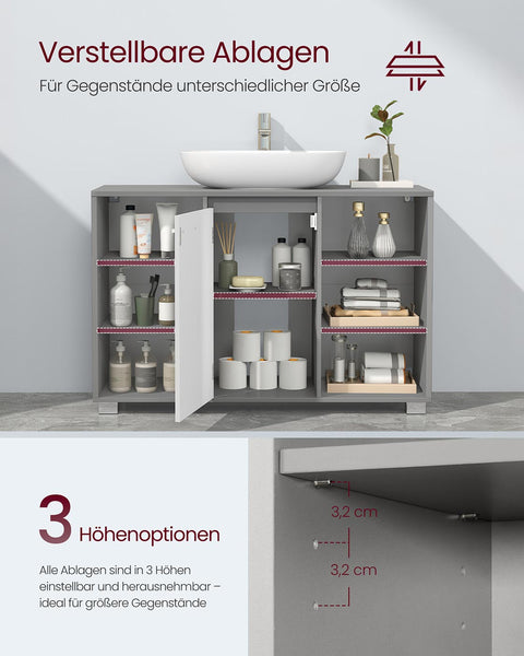 Rootz Sink Unit Bathroom Cabinet - Vanity Chest - Storage Cupboard - Compact Design - 30cm x 90cm x 60cm