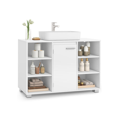 Rootz White Sink Unit - Wash Basin Cabinet - Bathroom Storage - Durable Wooden Chipboard - 30 x 90 x 60 cm