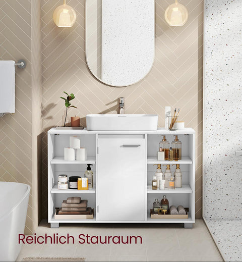 Rootz White Sink Unit - Wash Basin Cabinet - Bathroom Storage - Durable Wooden Chipboard - 30 x 90 x 60 cm