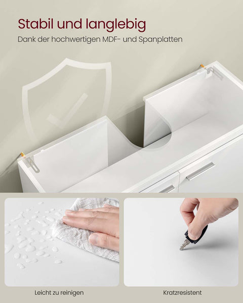 Rootz Bathroom Sink Cabinet - Vanity Cupboard - Storage Unit - Space-Saving Design - 30 x 80 x 60 cm - White