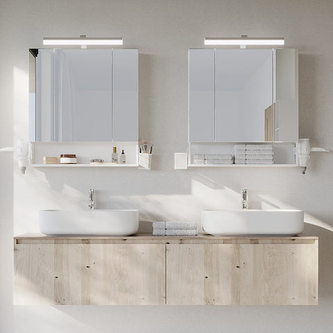 Rootz Bathroom Cabinet - LED Lighted Cabinet - Mirror Cabinet - Convenient Sockets - 16.5cm x 70cm x 75cm