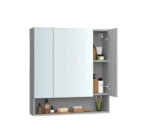 Rootz Bathroom Cabinet with 3 Doors - Mirror Cabinet - Bathroom Storage - Space-Saving Design - 16.5cm x 70cm x 75cm