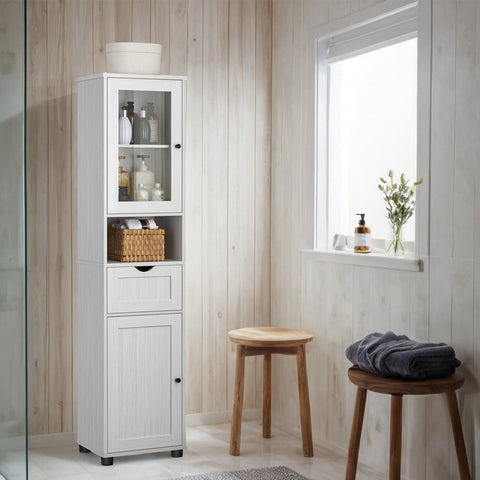 Rootz Tall Bathroom Cabinet - Storage Cabinet - Wooden Cupboard - Space-Saving Design - 40x30x165cm