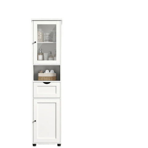 Rootz Tall Bathroom Cabinet - Storage Cabinet -  White Unit - Maximizes Space - 30 x 40 x 165 cm