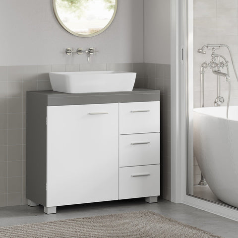 Rootz Bathroom Sink Cabinet - Bath Cabinet - Storage Unit - 3 Large Drawers - MDF Quality - 30x70x64cm
