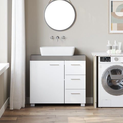 Rootz Bathroom Sink Cabinet - Bath Cabinet - Storage Unit - 3 Large Drawers - MDF Quality - 30x70x64cm