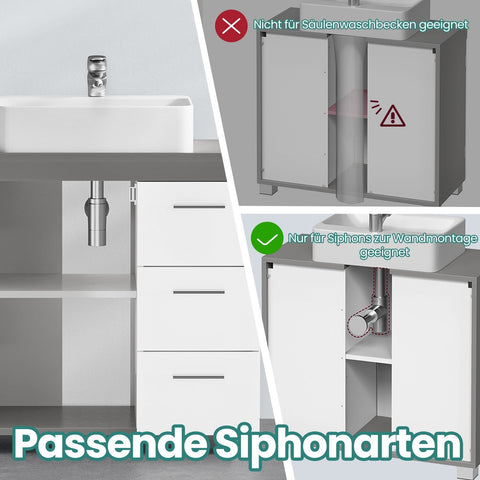 Rootz Bathroom Sink Cabinet - Bath Cabinet - Storage Unit - 3 Large Drawers - MDF Quality - 30x70x64cm