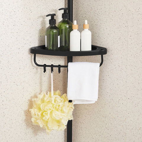 Rootz Shower Shelf - Bathroom Organizer - Shower Rack - Height Adjustable - 35x25x(85-305)cm - Steel & PP Plastic - Black