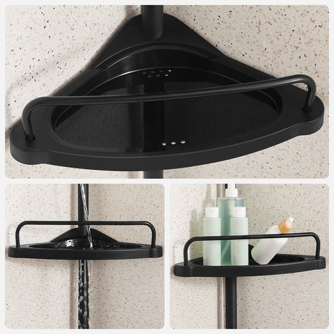 Rootz Shower Shelf - Bathroom Organizer - Shower Rack - Height Adjustable - 35x25x(85-305)cm - Steel & PP Plastic - Black