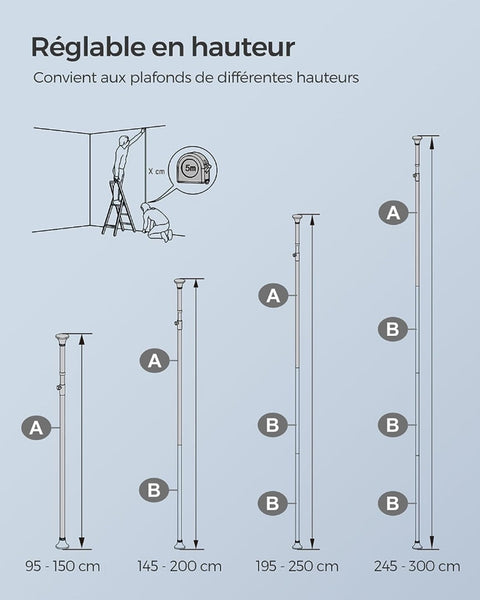 Rootz Shower Shelf Organizer - Bathroom Caddy - Storage Rack - Stainless Steel - Space Saving - Easy Installation - 24cm x 34cm x (95-300)cm