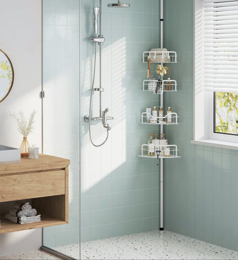 Rootz Adjustable Shower Shelf - Bathroom Organizer - Storage Rack - Space-Saving Design - 26.7 x 35 x (80-323) cm