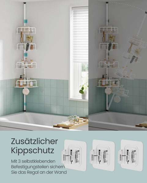 Rootz Adjustable Shower Shelf - Bathroom Organizer - Storage Rack - Space-Saving Design - 26.7 x 35 x (80-323) cm