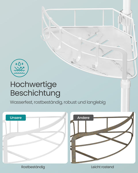 Rootz Adjustable Shower Shelf - Bathroom Organizer - Storage Rack - Space-Saving Design - 26.7 x 35 x (80-323) cm