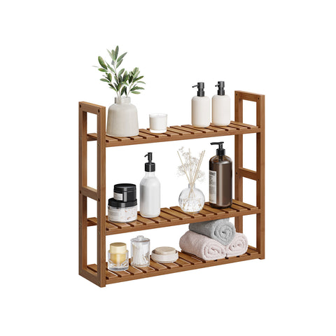 Rootz Bathroom Shelf - Bamboo Storage Unit - Adjustable Shelves - Space Saving - 15 x 60 x 54 cm - Coffee Brown