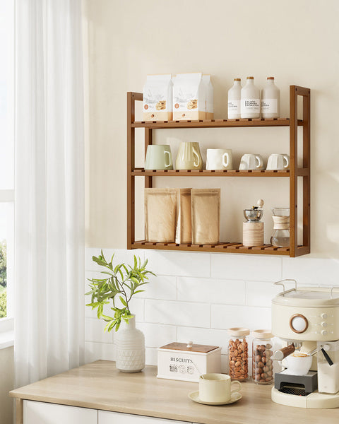 Rootz Bathroom Shelf - Bamboo Storage Unit - Adjustable Shelves - Space Saving - 15 x 60 x 54 cm - Coffee Brown