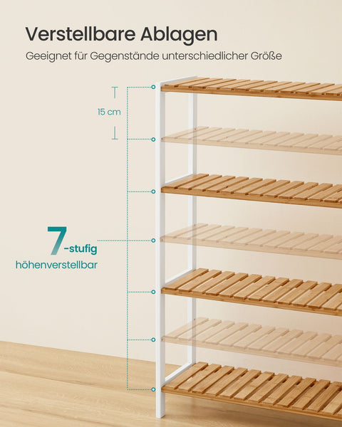 Rootz Bamboo Bathroom Shelf - Storage Organizer - Space Saver - Eco-Friendly Bamboo - 26 x 60 x 100 cm White/Natural