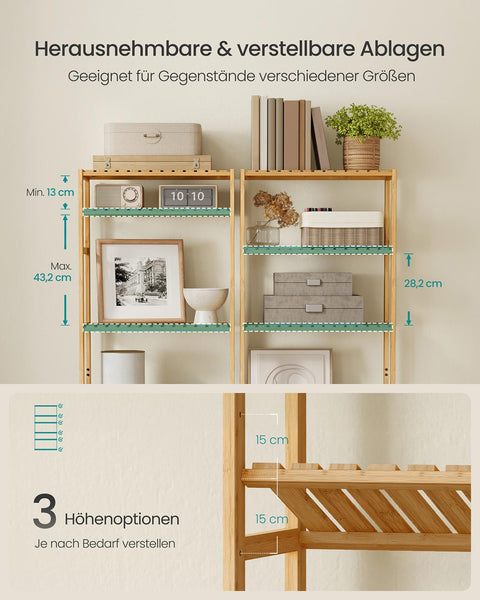 Rootz Bamboo Shelf Unit - Brown - 6 Tier Storage - Eco-Friendly - 26 x 60 x 160.9 cm