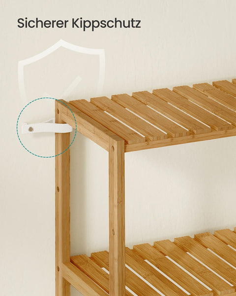 Rootz Bamboo Shelf Unit - Brown - 6 Tier Storage - Eco-Friendly - 26 x 60 x 160.9 cm