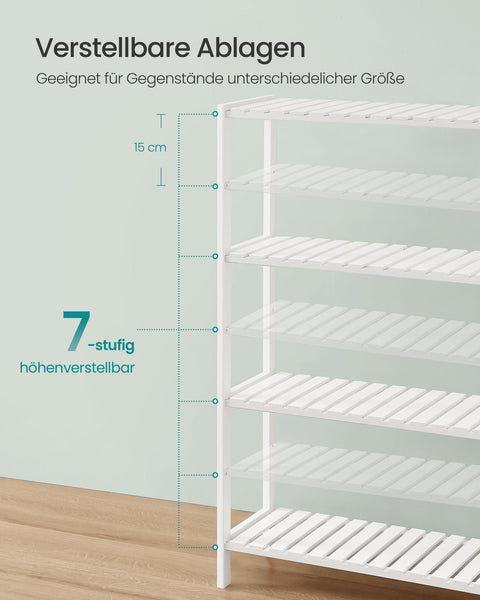 Rootz Bamboo Bathroom Shelf - Storage Unit - Organizer - Space-Saving - 26 x 60 x 100 cm - White