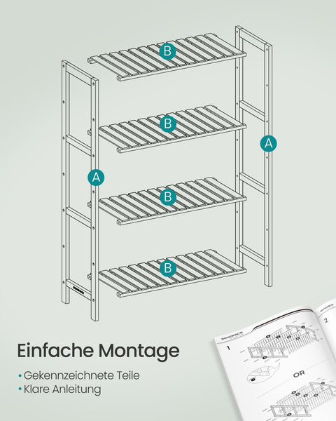 Rootz Bamboo Bathroom Shelf - Storage Unit - Organizer - Space-Saving - 26 x 60 x 100 cm - White