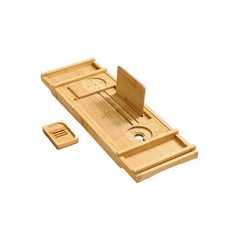 Rootz Bamboo Shower Shelf - Adjustable Height Organizer - Bath Tray - Eco-Friendly - 23cm x 95.6cm x 4.2cm