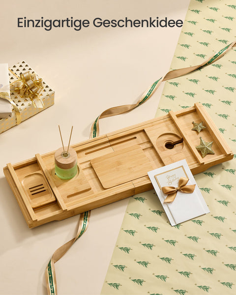 Rootz Bamboo Shower Shelf - Adjustable Height Organizer - Bath Tray - Eco-Friendly - 23cm x 95.6cm x 4.2cm