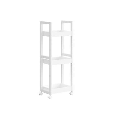 Rootz White Storage Cart - Rolling Cart - Utility Cart - MDF and Bamboo - Lightweight - Spacious - Easy Assembly - 20cm x 30cm x 80cm
