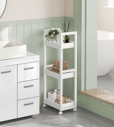 Rootz Bathroom Shelf - 3 Levels - Space-Saving Storage - MDF & Bamboo - 20cm x 30cm x 80cm