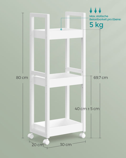 Rootz Bathroom Shelf - 3 Levels - Space-Saving Storage - MDF & Bamboo - 20cm x 30cm x 80cm