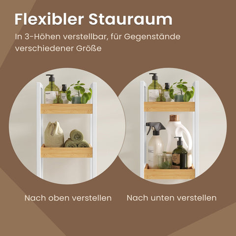 Rootz Bamboo Bathroom Shelf - Niche Shelf - Space Saver - Eco-friendly - 20cm x 30cm x 80cm