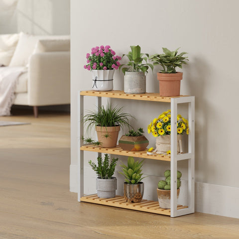 Rootz Bamboo Bathroom Shelf - Plant Shelf - Adjustable Shelving Unit - Scratch Protection - 60cm x 54cm x 15cm
