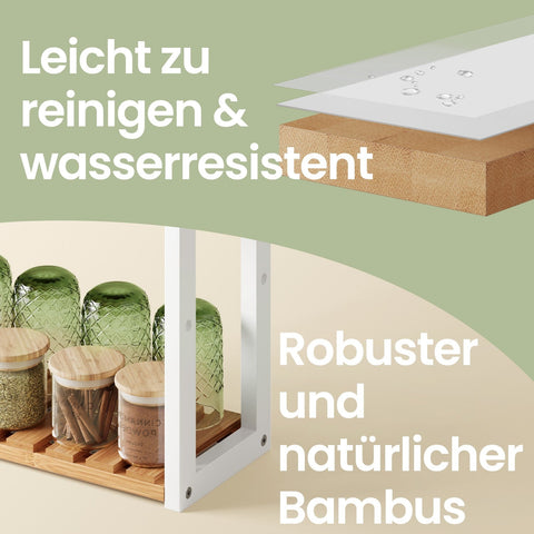 Rootz Bamboo Bathroom Shelf - Plant Shelf - Adjustable Shelving Unit - Scratch Protection - 60cm x 54cm x 15cm