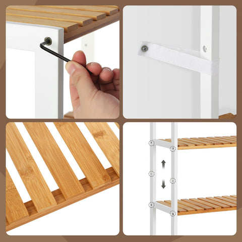 Rootz Bamboo Shelf - Natural Storage Unit - White Organizer - Eco-Friendly - 60 x 26 x 66 cm