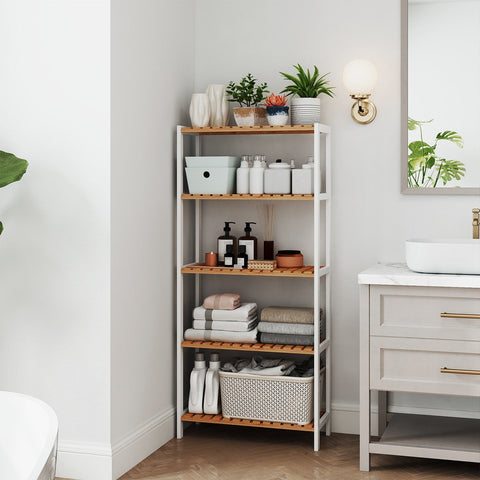 Rootz Bamboo Bathroom Shelf - Kitchen Shelf - Storage Shelf - Space-Saving Design - 60 x 26 x 130 cm