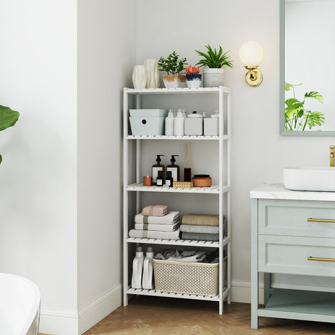 Rootz Bamboo Bathroom Shelf - Kitchen Shelf - Adjustable Storage - Space-Saving Design - 60cm x 26cm x 130cm