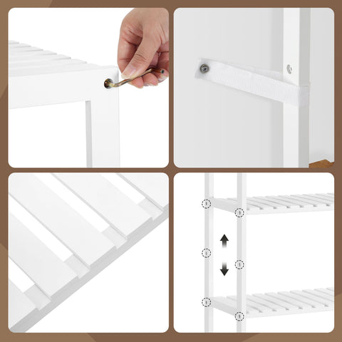 Rootz Bamboo Bathroom Shelf - Kitchen Shelf - Adjustable Storage - Space-Saving Design - 60cm x 26cm x 130cm