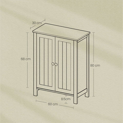 Rootz Bathroom Cabinet - Free-Standing Storage Cabinet - White MDF - Space-Saving Design - 60cm x 80cm x 30cm