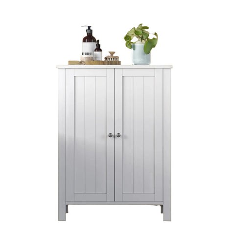 Rootz Bathroom Cabinet - Free-Standing Storage Cabinet - White MDF - Space-Saving Design - 60cm x 80cm x 30cm