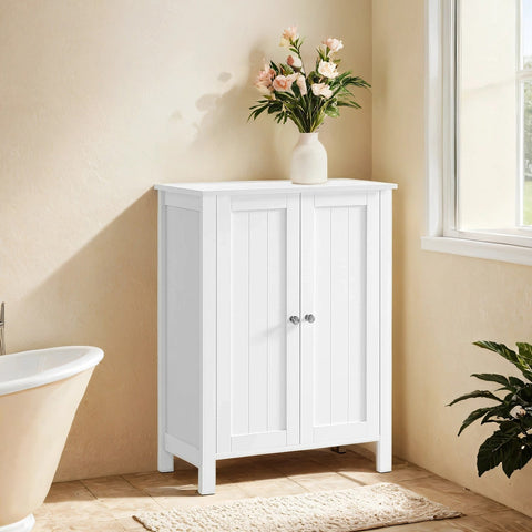 Rootz Bathroom Cabinet - Free-Standing Storage Cabinet - White MDF - Space-Saving Design - 60cm x 80cm x 30cm