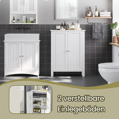 Rootz Bathroom Cabinet - Free-Standing Storage Cabinet - White MDF - Space-Saving Design - 60cm x 80cm x 30cm