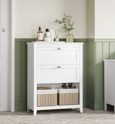 Rootz Bathroom Storage - Vanity Organizer - Cabinet with Adjustable Shelves - Cloud White - 60cm x 40cm x 80cm