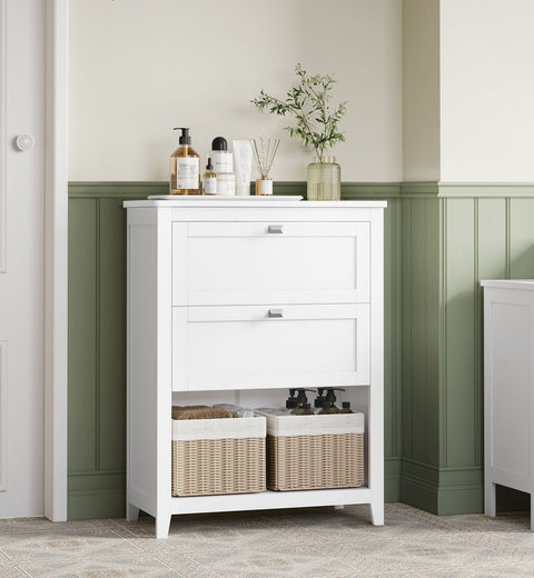 Rootz Bathroom Furniture - Storage Unit - Organizer - Adjustable Dividers - Cloud White - 60cm x 30cm x 90cm