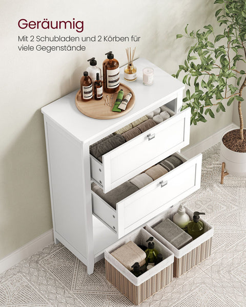 Rootz Bathroom Storage - Vanity Organizer - Cabinet with Adjustable Shelves - Cloud White - 60cm x 40cm x 80cm