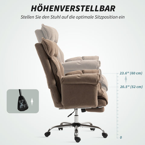 Rootz Ergonomic Office Chair - Desk Chair - Swivel Chair - Adjustable Comfort & Footrest - Light Brown - 80cm x 80cm x 106-114cm