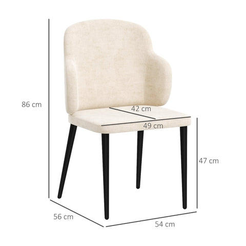Rootz 4 Piece Dining Chair Set - Accent Chairs - Kitchen Chairs - Velvety Comfort - 54cm x 56cm x 86cm - Beige