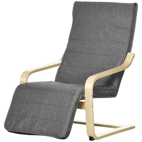 Rootz Accent Chair - Relaxation Chair - Recliner - Adjustable Footrest - Birch Wood - 66.5 x 94 x 100 cm